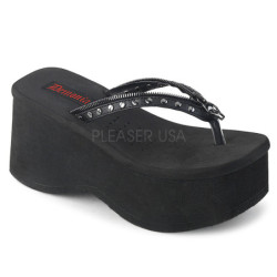 svart 9 cm FUNN-33 platå gothic flip flops til dame