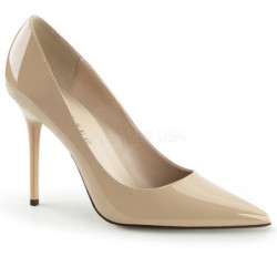 beige lakk 10 cm CLASSIQUE-20 høye pumps damesko til menn