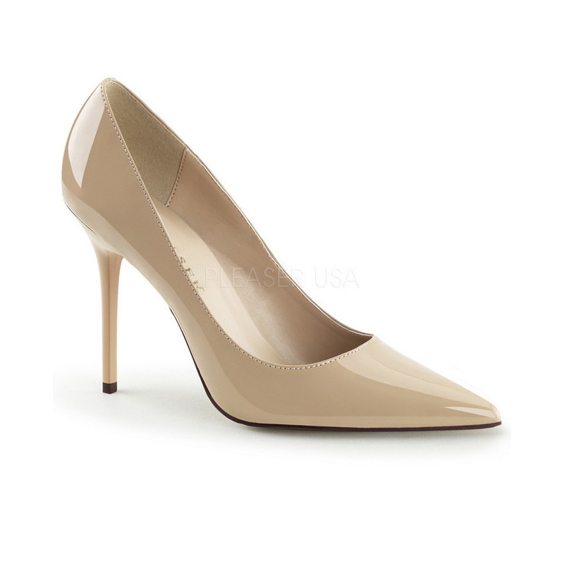 beige lakk 10 cm CLASSIQUE-20 høye pumps damesko til menn