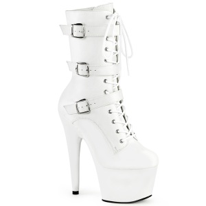 ADORE-1043 - 18 cm platform h�yh�lte boots vegan hvite