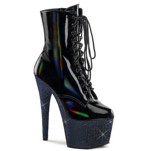 BEJ-1020-7 - 18 cm pleaser h�ye h�ler boots strass svart