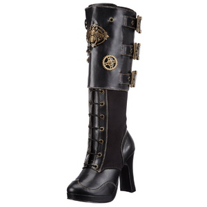 Black 10 cm CRYPTO-302 buckle womens boots with platform