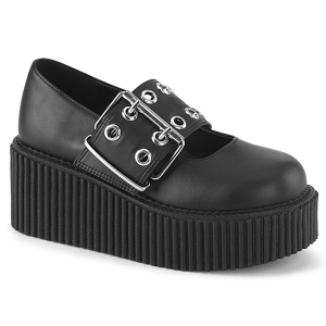 Black 7,5 cm CREEPER-230 maryjane creepers women - rockabilly shoes with buckle