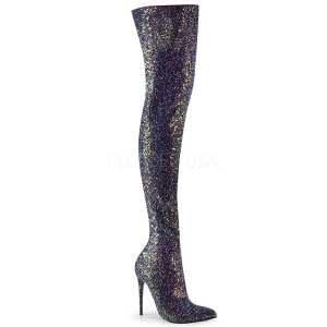 Black Glitter 13 cm COURTLY-3015 Pleaser Overknee Boots