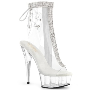 DELIGHT - 15 cm pleaser h�ye h�ler boots strass transparent
