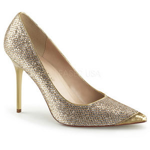 Gold Glitter 10 cm CLASSIQUE-20 pointed toe stiletto pumps