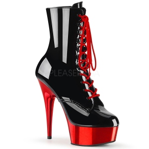 Lakkl�r 15,5 cm DELIGHT-1020 r�d krom plat� ankel h�ye st�vler