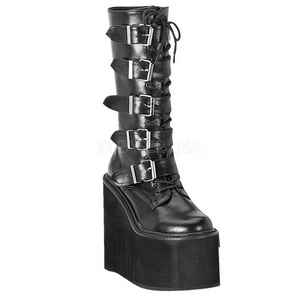 Matte 14 cm SWING-220 womens buckle boots with platform