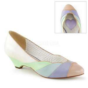 Multicolored 4 cm retro vintage LULU-05 Pinup Pumps Shoes with Low Heels