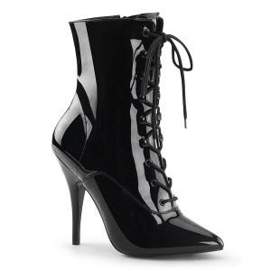 Patent 13 cm SEDUCE-1020 Black ankle boots high heels