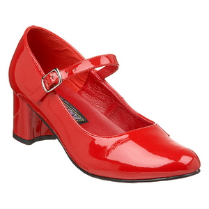 Red Shiny 5 cm SCHOOLGIRL-50 Low Heeled Classic Pumps Shoes