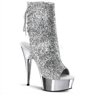 S�lv Glitter 15 cm Pleaser DELIGHT-1018G plat� ankel h�ye st�vler