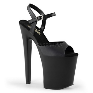 Svart Faux L�r 20 cm Pleaser XTREME-809 h�ye h�ler plat�