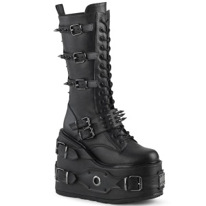 Vegan 14 cm SWING-327 emo kneh�ye st�vler - kvinner plat�st�vler med lisser