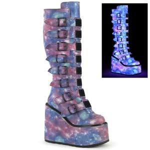 Vegan 14 cm SWING-815 buckle boots - alternative boots platform neon