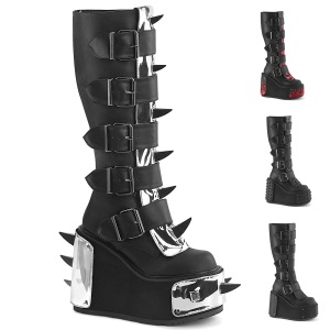 Vegan 14 cm TRANS emo kneh�ye st�vler - kvinner plat�st�vler med spenner