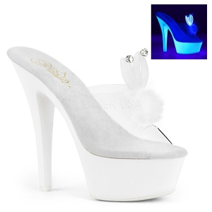 White 15 cm Pleaser KISS-201BUNNY womens mules shoes