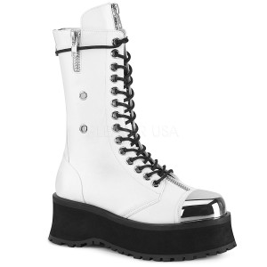 White Vegan 7 cm GRAVEDIGGER-14 demoniacult boots - unisex platform boots