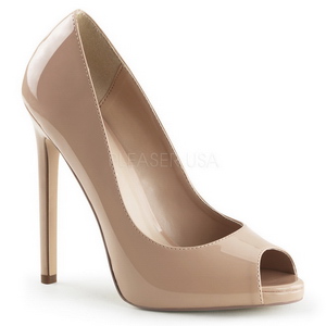 beige lakk 13 cm SEXY-42 klassiske pumps sko til dame