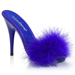 blå 13 cm POISE-501F marabou fjær høye sko mules
