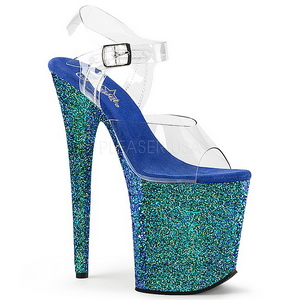 blå glitter 20 cm FLAMINGO-808LG platå høyhælte sandaler sko