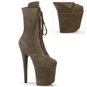 fl�yel 20 cm FLAMINGO-1045VEL khaki boots med stiletth�l + beskyttende t�hetter