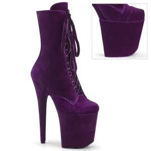 fl�yel 20 cm FLAMINGO-1045VEL lilla boots med stiletth�l + beskyttende t�hetter