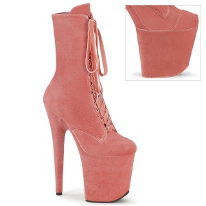 fl�yel 20 cm FLAMINGO-1045VEL rosa boots med stiletth�l + beskyttende t�hetter