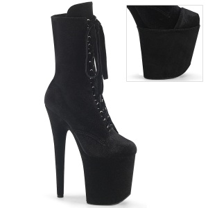 fl�yel 20 cm FLAMINGO-1045VEL svarte boots med stiletth�l + beskyttende t�hetter