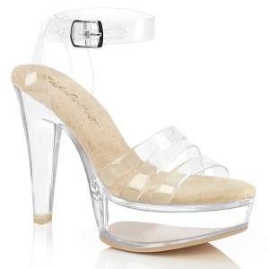 gjennomsiktig 13 cm MARTINI-505 beige plat� h�yh�lte sandaler kvinner