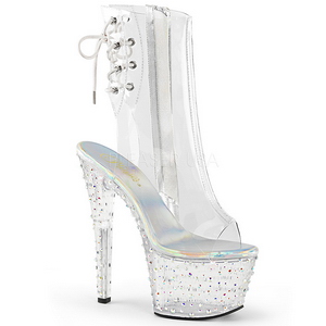 gjennomsiktig 15 cm STARDANCE-1018C-7 ankelst�vletter med plat�s�le til dame