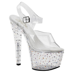 gjennomsiktig 18 cm STARDANCE-708 strass plat� h�ye h�ler