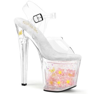 gjennomsiktig 19 cm ENCHANT-708AQ1 glitter plat� sandaler dame