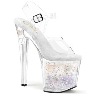 gjennomsiktig 19 cm ENCHANT-708AQ2 glitter plat� sandaler dame