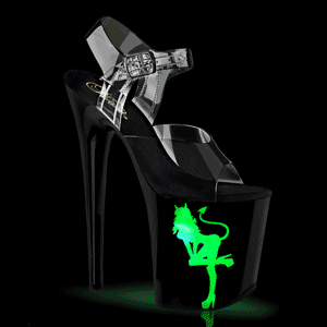 gjennomsiktig 20 cm FLA-NLDG-1 pole dance high heels sko med led lys plat�