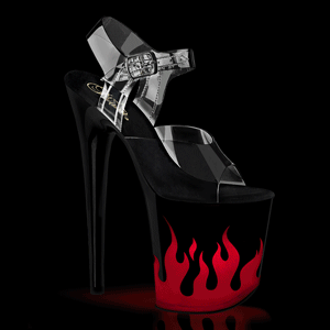 gjennomsiktig 20 cm FLA-NLDG-2 pole dance high heels sko med led lys plat�