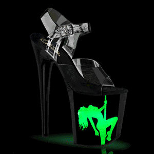 gjennomsiktig 20 cm FLA-NLDG-4 pole dance high heels sko med led lys plat�