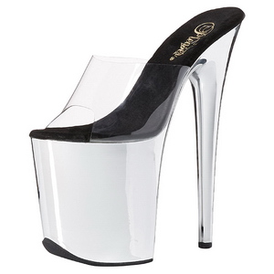 gjennomsiktig 20 cm FLAMINGO-801 krom h�yh�lte slipper damer sko