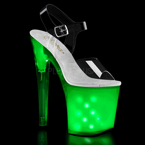 gjennomsiktig 20 cm ILLUMINATOR-808 pole dance h�ye h�ler sko med led lys plat�
