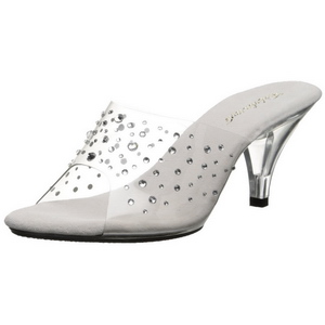 gjennomsiktig 8 cm BELLE-301RS slipper strass h�ler