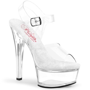 gjennomsiktig plat�sandaler 15 cm GLEAM-608 h�yh�lte sandaler