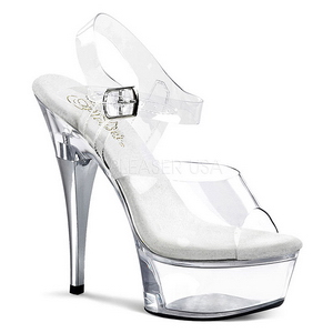 gjennomsiktig strass 15 cm CAPTIVA-608 plat� h�yh�lte sandaler sko