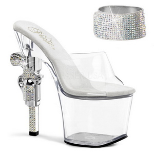 gjennomsiktig strass stein 18 cm REVOLVER-712 sko med h�ndv�pen h�ler