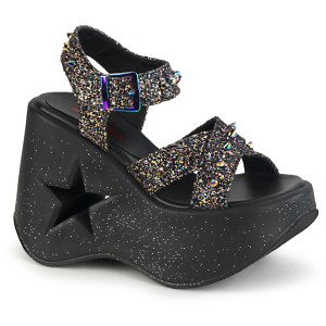 glitter 13 cm DemoniaCult DYNAMITE-02 lolita sandaler med kileh�ler
