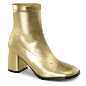 gull kunstlær 7,5 cm GOGO-150 stretch støvletter med blokkhæl for kvinner