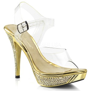 gull strass 12 cm ELEGANT-408 platå høyhælte sandaler sko