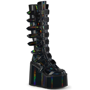 hologram 14 cm SWING-815 alternative platåstøvler med spenner svarte
