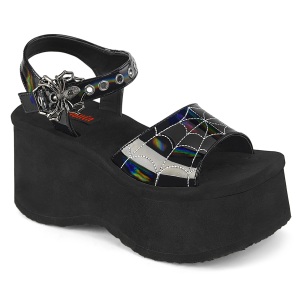 hologram 6,5 cm DemoniaCult FUNN-10 emo lolita plat� sandaler med kileh�ler