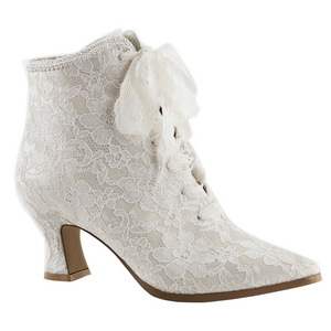 hvit 12 cm VICTORIAN-30 dame ankelst�vletter med sn�ring