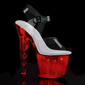 hvit 18 cm FLASH-708SCH pole dance h�ye h�ler sko med led lys plat�